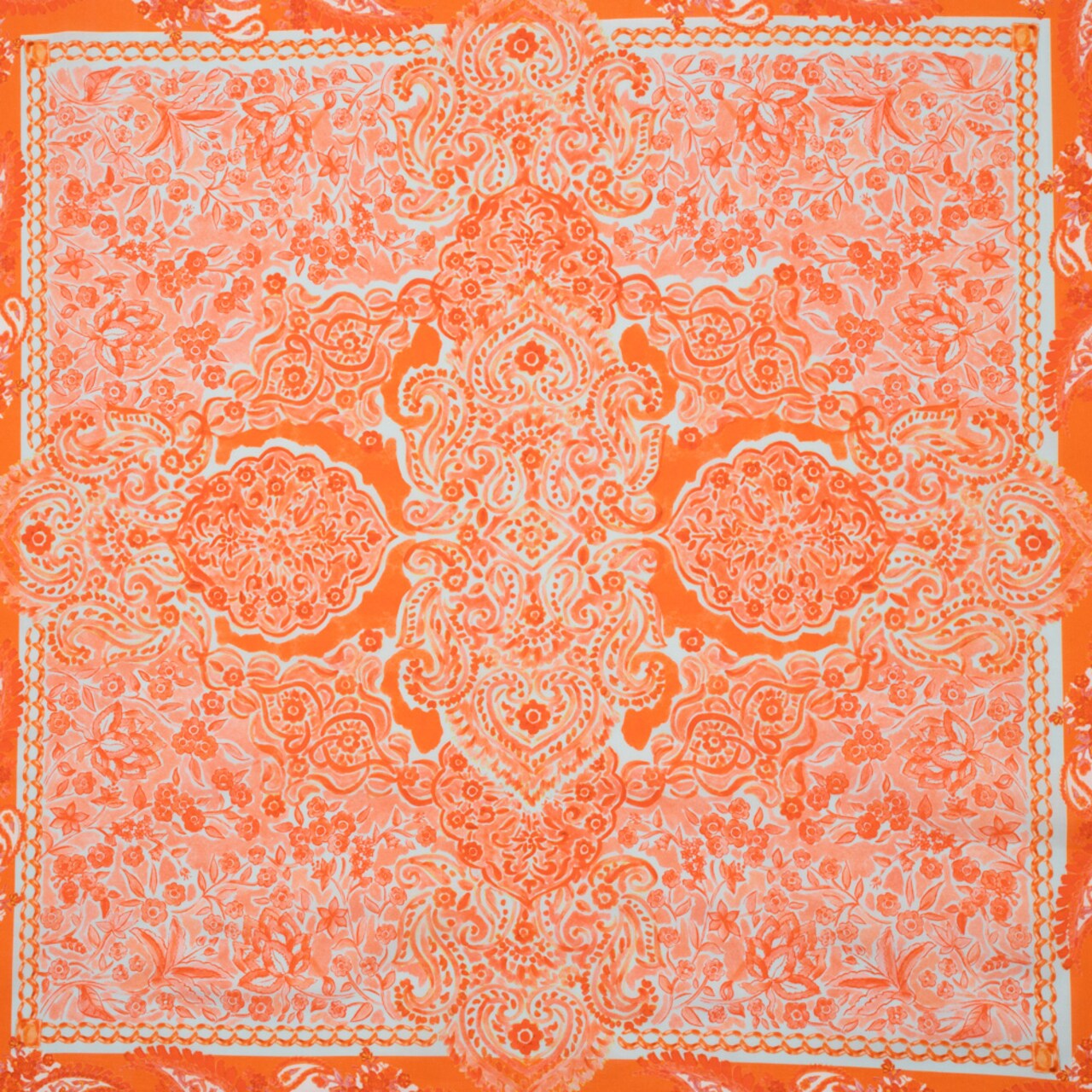 1 Panel Orange Paisley Floral Cotton Voile Sicilian Summer Print Fabric
